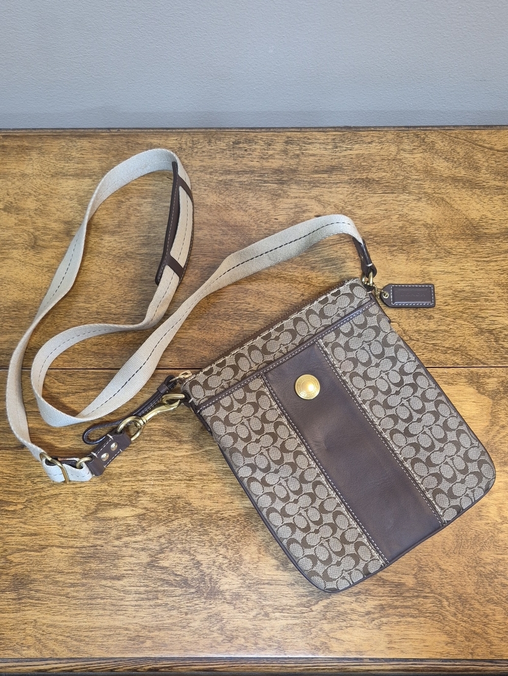 COACH Signature Pattern Jacquard 'Swingpack' Crossbody Shoulder Bag